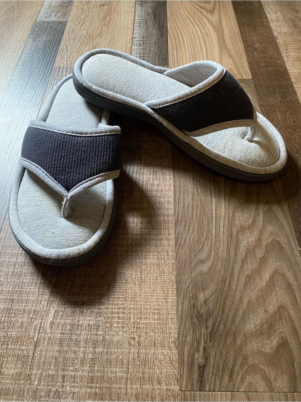 isotoner Black Textured Rubber Sole Slippers